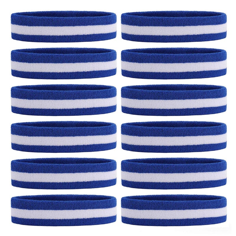 ONUPGO Sweatband Headbands for Men & Women -12PCS Sports Headbands Moisture Wicking Athletic Cotton Terry Cloth Head Band 7.88" x 2.16" - Image 1